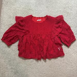 Tularosa Women's Red lace and smocked blouse - XS